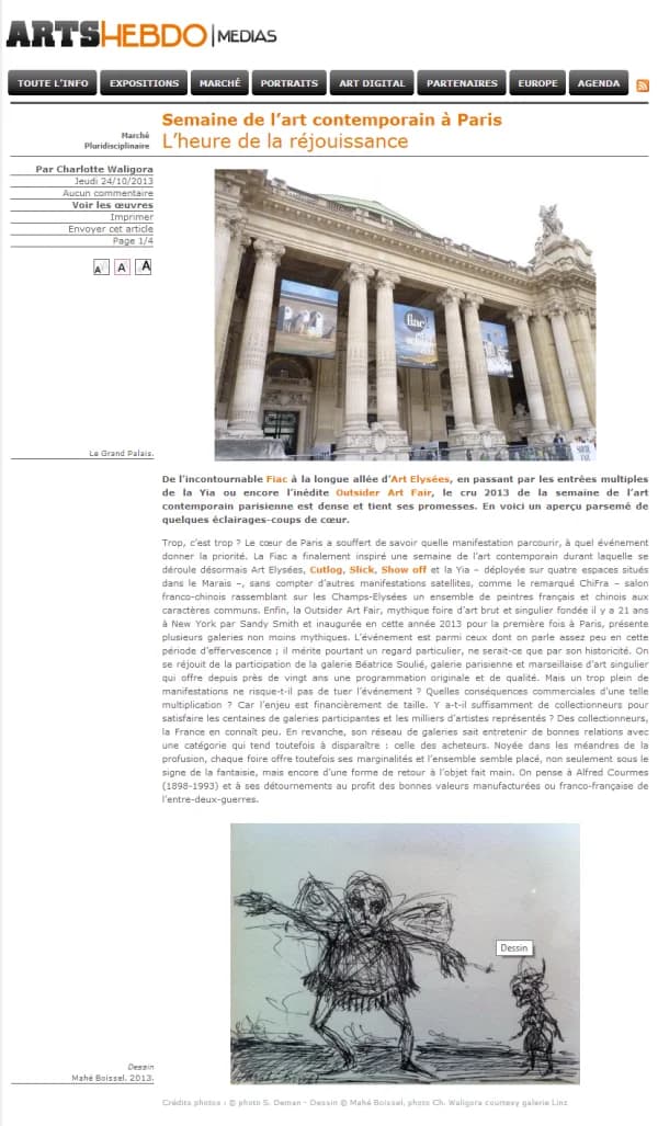 Art Elysees 2013 : Art Hebdo Media