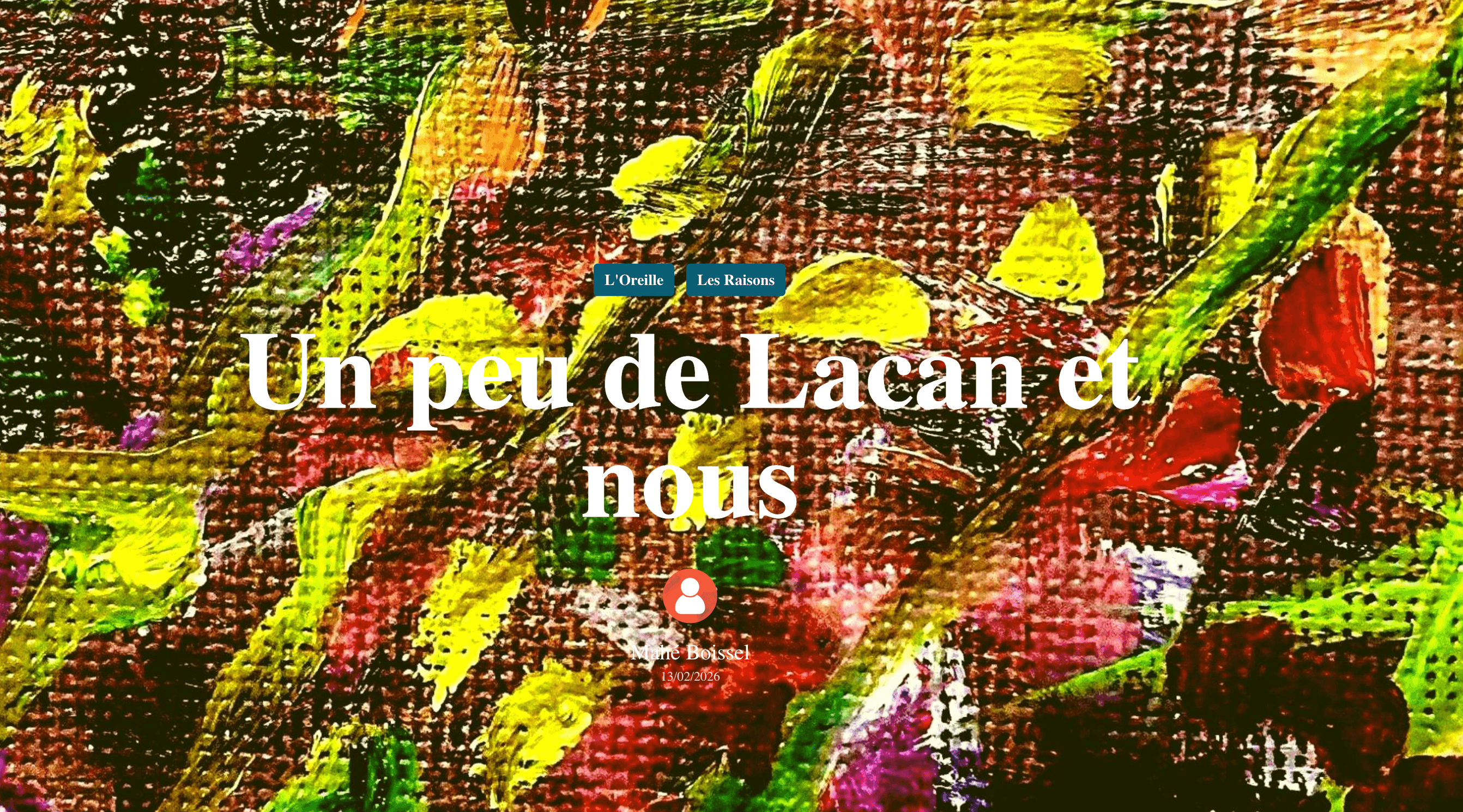 Revue Fragile. Article Un peu de Lacan et nous